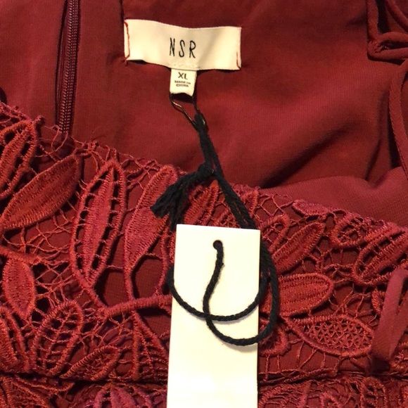Burgundy spaghetti strap lace dress - Picture 3 of 5